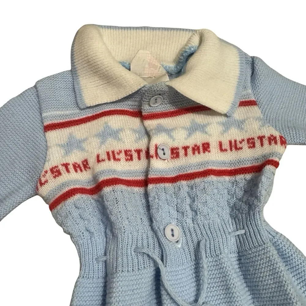 VINTAGE Childwise blue and white lil’star one‎ piece boys 0-12 months adorable